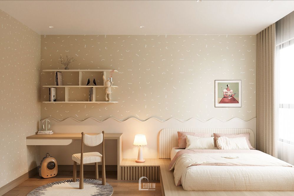 Thiết kế phòng ngủ cho bé căn hộ 85m2 The Beverly Vinhomes Ocean Park phong cách Modern Organic